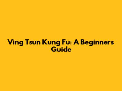 Ving Tsun Kung Fu: A Beginner's Guide