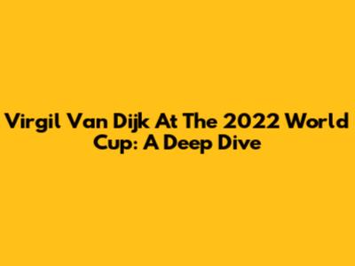Virgil Van Dijk At The 2022 World Cup: A Deep Dive