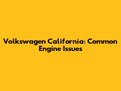 Volkswagen California: Common Engine Issues