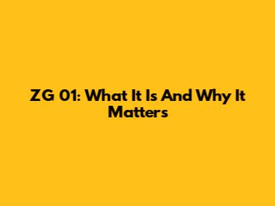 ZG 01: What It Is And Why It Matters